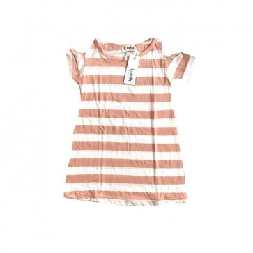 lumik-Pink Stripes Batwing Dress-