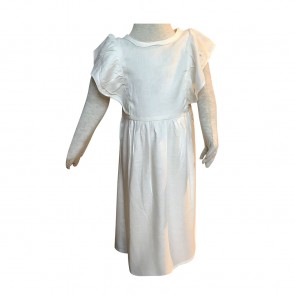 lumik-Lumik White Plain Ruffle Long Dress-