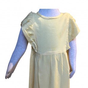 lumik-Lumik Yellow Plain Ruffle Long Dress-