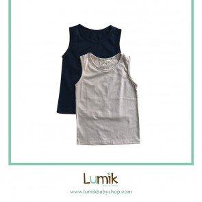 lumik-Lumik Navy-Cream Plain Sleveeless Top-