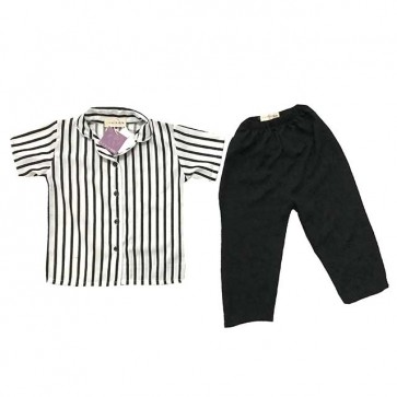 lumik-Pajamas Black White Stripes-