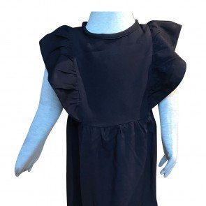 lumik-Lumik Navy Plain Ruffle Long Dress-