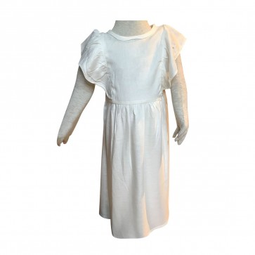 lumik-Lumik White Plain Ruffle Long Dress-